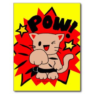 Kawaii Chibi Ninja Kung Fu "POW" Kitty Post Card