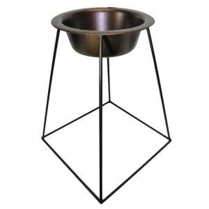 Platinum Pets 4 Cup Wrought Iron Pyramid Single Feeder with an Extra Wide Rimmed Bowl in Copper Vein PSDS32CPR