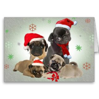 Pug Santa Paws Greeting Cards