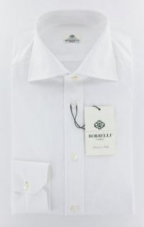 New Luigi Borrelli White Solid Slim Shirt 15.75/40 at  Mens Clothing store Dress Shirts