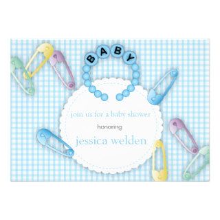 Baby Boy Bracelet & Pins Shower Invitation