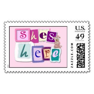 Baby Girl Announcement postage stamps