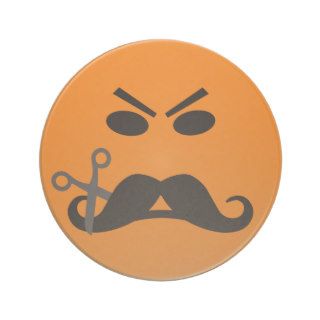 Angry Mustache Smiley coaster