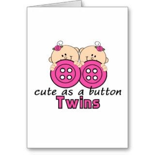 Cute As A Button Twin Girls Greeting Cards