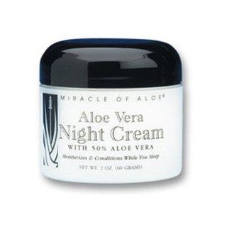 Miracle of Aloe Vera Night Cream 2 Oz. Penetrating Cream Restores and Nourishes Skin While You Sleep Rich Skin Supplement Blended with 50% Pure Aloe Vera Gel. Helps Moisturize Your Skin While Reducing Unsightly Skin Blemishes and Minimizes Wrinkles and Pu