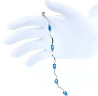 10K White Gold Blue Topaz Bracelet Jewelry
