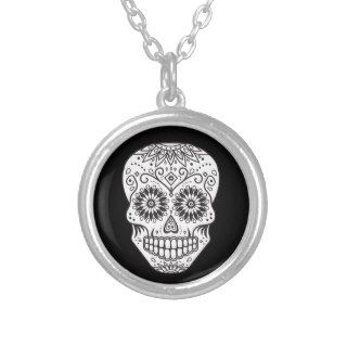 Black and White Sugar Skull Necklace
