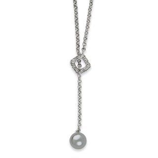 Sterling Silver CZ and Grey Pearl Necklace Cyber Monday Special Jewelry Brothers Necklace Jewelry