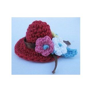 25pc Red Crocheted Hat with Flowers Appliques CR30   Infant And Toddler Hats