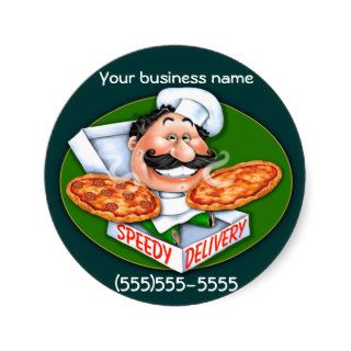 Zany Italian chef speedy pizza delivery Stickers