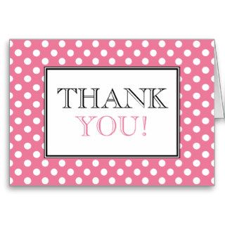 Polka Dot Pink & White Thank You Card
