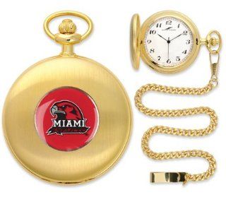 Miami (Ohio) RedHawks Gold Pocket Watch  Sports Fan Watches  Sports & Outdoors