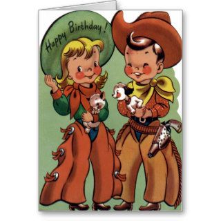 Western   Retro Happy Birthday Card