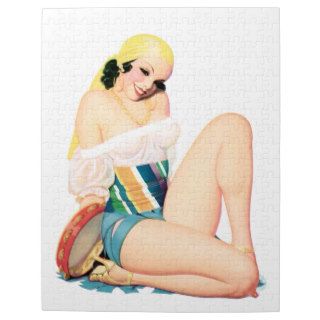 Beautiful Gypsy Pin Up Girl ~ Retro Art Jigsaw Puzzle