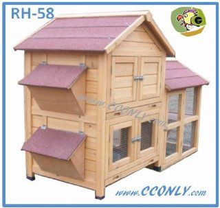 RH 58 2 Story W/Run Rabbit Hutch with Storage for Hay / Straw  Small Animal Houses 