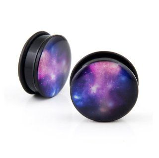13/16 Sky Galaxy Milky Way Acrylic single flare o ring ear plugs gauges solid tunnel Jewelry