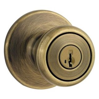 Kwikset Tylo Antique Brass Entry Knob Featuring SmartKey 400T 5 SMT RCAL RCS