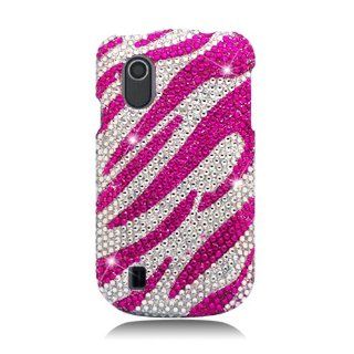 Eagle Cell PDZTECONCORDS329 RingBling Brilliant Diamond Case for ZTE Concord   Retail Packaging   Hot Pink Zebra Cell Phones & Accessories