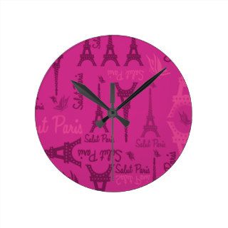 Pink Paris Wall Clocks