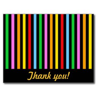 Abstract Retro Stripes Lines Red Blue Green Pink Post Cards