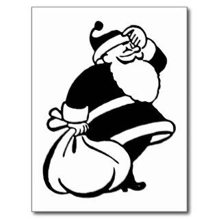 Retro Vintage Black & White Christmas Santa Claus Postcard