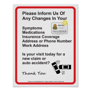 Doctor Patient Information Wall Sign #1 Print