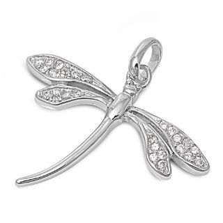 Dragonfly CZ Pendant and Necklace in Sterling Silver Jewelry