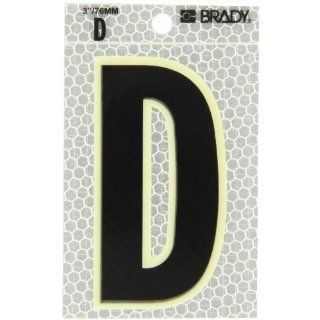 Brady 3010 D 3 1/2" Height, 2 1/2" Width, B 309 High Intensity Prismatic Reflective Sheeting, Black And Silver Color Glow In The Dark/Ultra Reflective Letter, Legend "D" (Pack Of 10) Industrial Warning Signs Industrial & Scientifi