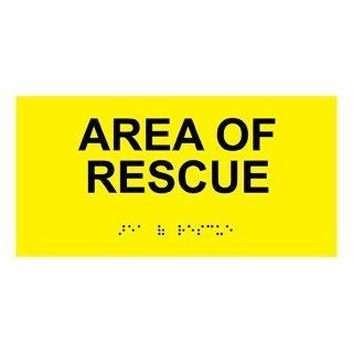 ADA Area Of Rescue Braille Sign RSME 258 BLKonYLW Rescue / Refuge Area  Yard Signs 