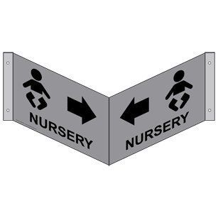 Nursery With Arrow Sign NHE 9725Tri BLKonGray Wayfinding  Business And Store Signs 