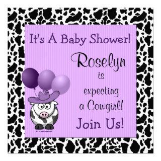 Western Baby Shower Invitation Purple Cowgirl