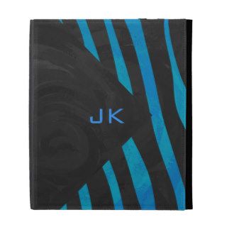 Zebra Black and Blue Print iPad Folio Case