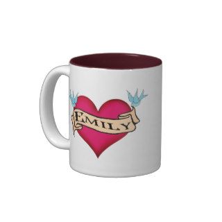 Emily   Custom Heart Tattoo T shirts & Gifts Mug
