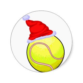 Tennis Ball (Santa Hat) Round Sticker
