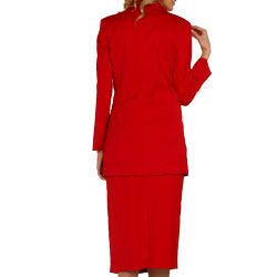 Divine Apparel Women's Plus Size Three Piece Satin Wing Collar Peak Lapel Elastic Skirt Suit Divine Apparel Skirt Suits