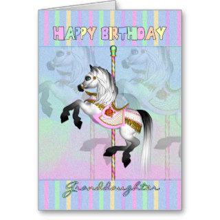 Granddaughter carousel birthday card   pastel caro