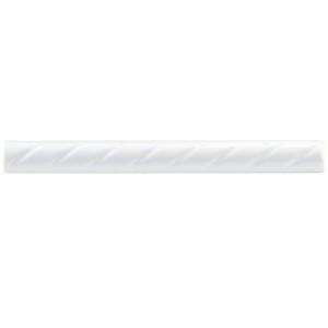 Merola Tile White Rope 1 in. x 9 3/4 in. Ceramic Pencil Wall Trim Tile WSP10WRP