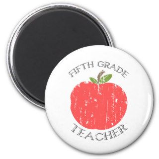 Distressed Apple Fifth Grade Teacher Magnets