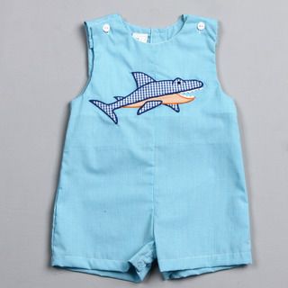 Petit Ami Infant Boy's Shark Embroidered Coveralls Petit Ami Boys' Pants & Shorts