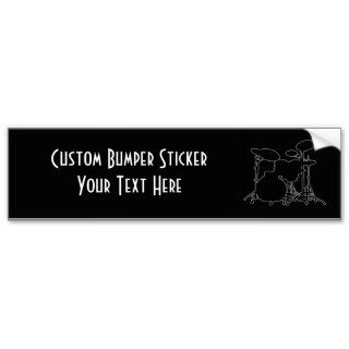 Black & White Drum Kit Silhouette   For Drummers Bumper Stickers