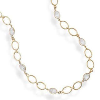 14k Gold Over Sterling Silver Cz Necklace   16 19 Inch Chain Necklaces Jewelry