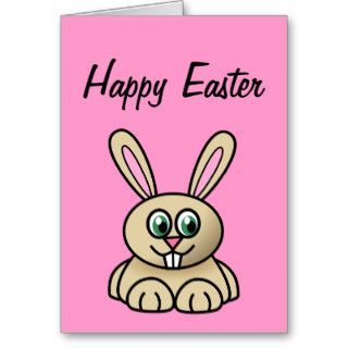 Cute Cartoon Rabbit   Happy Easter Greeting Cards