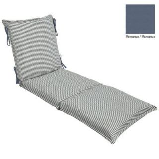 Hampton Bay Sailor Blue Pinstripe Flange Outdoor Chaise Lounge Cushion FD07757A 9D1