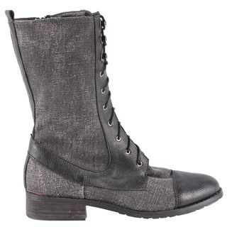 Jacobies by Beston Women's 'El 49' Black Lace up Combat Boots Boots