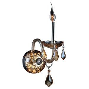 Worldwide Lighting Provence Collection 1 Light Amber Crystal and Chrome Wall Sconce W23101C4 AM