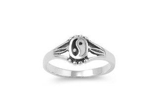 Sterling Silver Yin Yang Ring Taoism Daoist Shadow & Light Solid 925 Band Italy Size 8 Jewelry