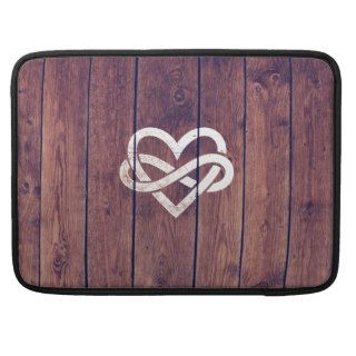 Vintage White Infinity Heart Love Brown Wood Grain Sleeve For MacBook Pro