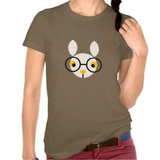Rabbit Rabbits Bunny Head Cute Glasses Cartoon Tee Shirt