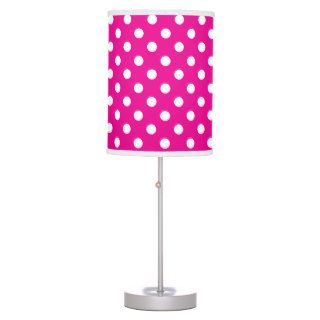 Fuschia Pink and White Polka Dot Table Lamps
