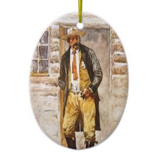 Vintage Cowboy, Sheriff Portrait by Seltzer Christmas Tree Ornaments